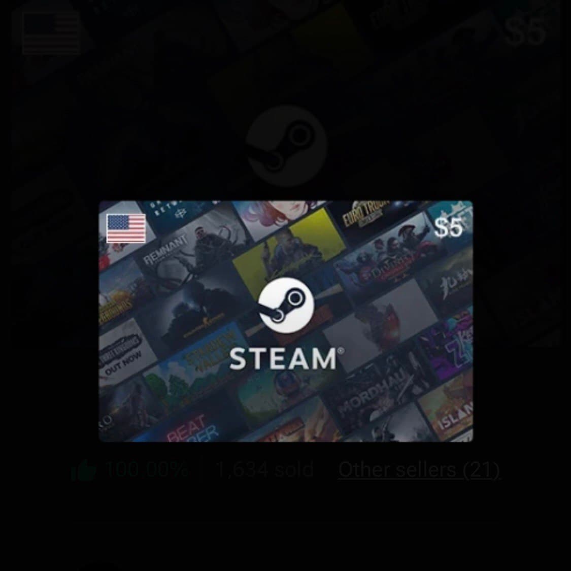 Steam Wallet Code USD 5 (US) product image