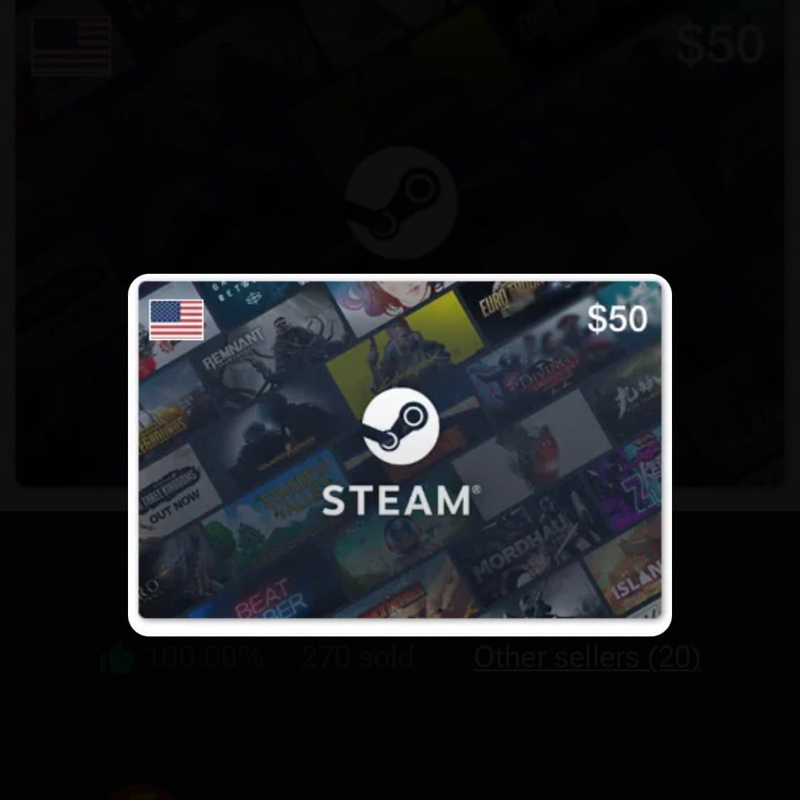 Steam Wallet Code USD 50 (US) product image